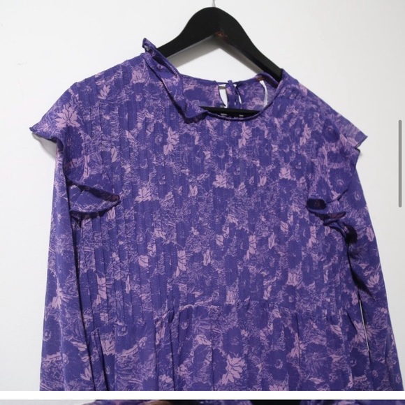 FREE PEOPLE These Dreams Violet Combo Floral Ruffled Mini Dress Womens - Picture 6 of 10